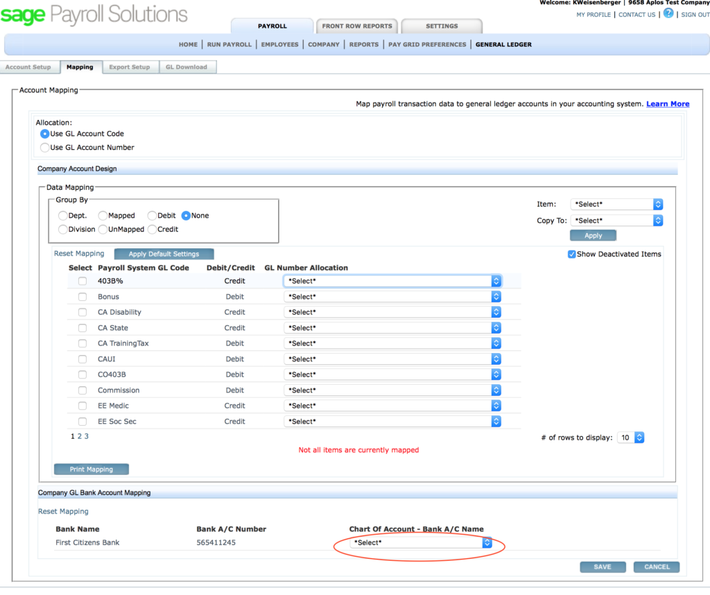 Mapping Your Chart of Accounts in Sage Payroll - Support Center