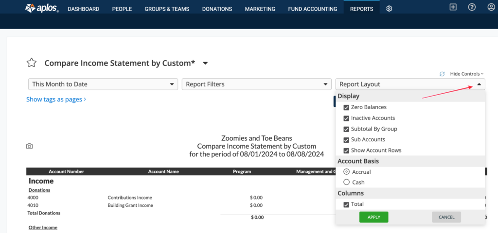 Report layout